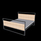 Bett im Industrial Design aus Stahl und Eichenholz